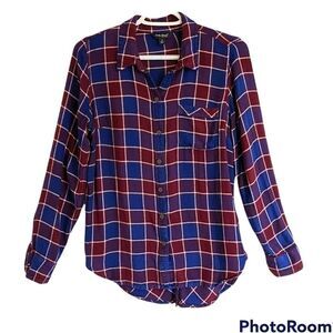 Lucky BRAND Plaid Flannel Button Down Tunic size small @G